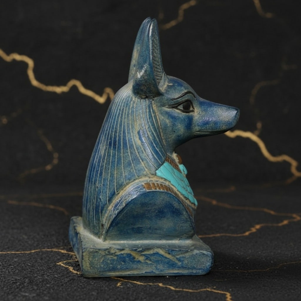 Vintage Egyptian Anubis Bust Figurine God of Mummification Stone Statue - 7
