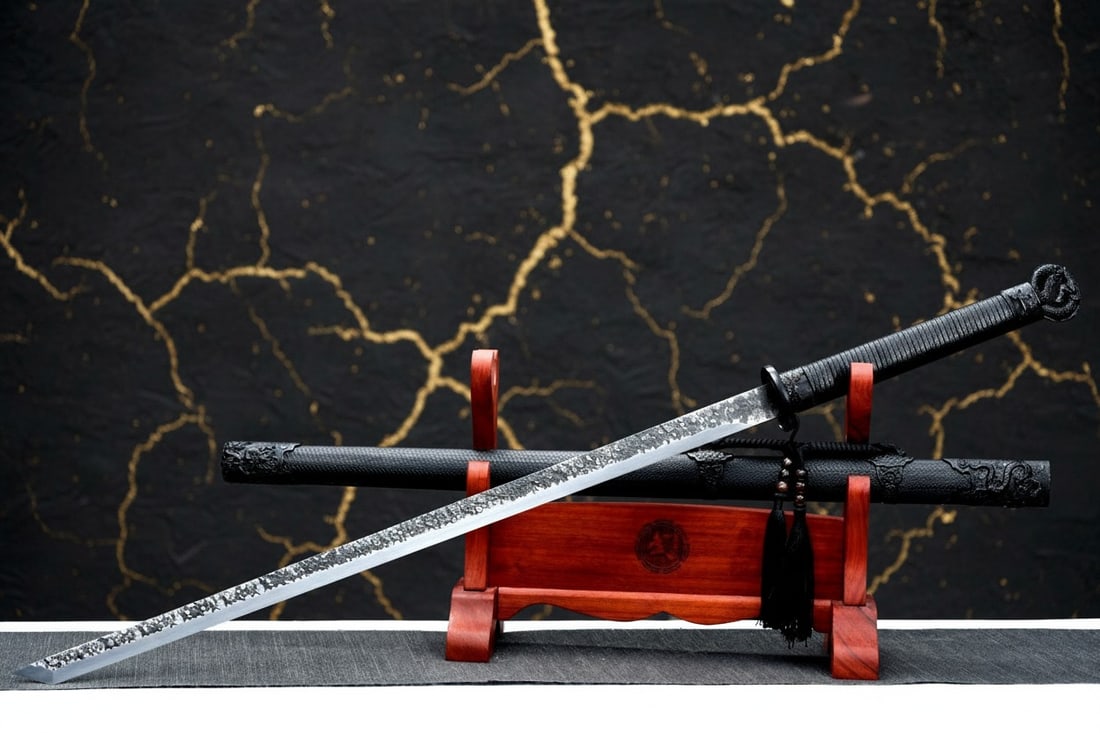 42" Sharp Ninjato Straight Blade 9260 Spring Steel Japanese Dragon Sword - 10