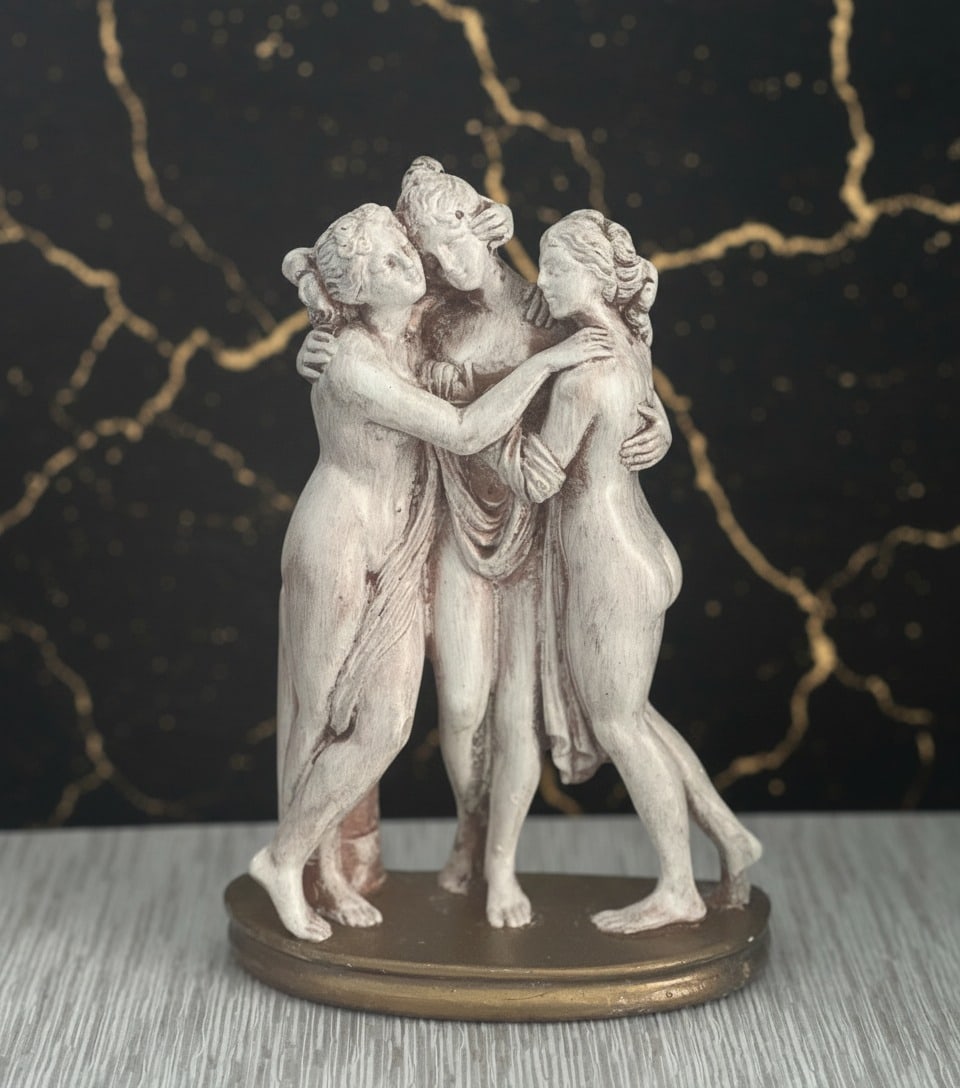 9" Neoclassical Three Graces Sculpture Classical Art Figurine Statue: Title:9" Neoclassical Three Graces Sculpture Classical Art Figurine Statue Description:This tabletop sculpture is a beautiful reproduction of The Three Graces, inspired by the iconic Neoclassical
