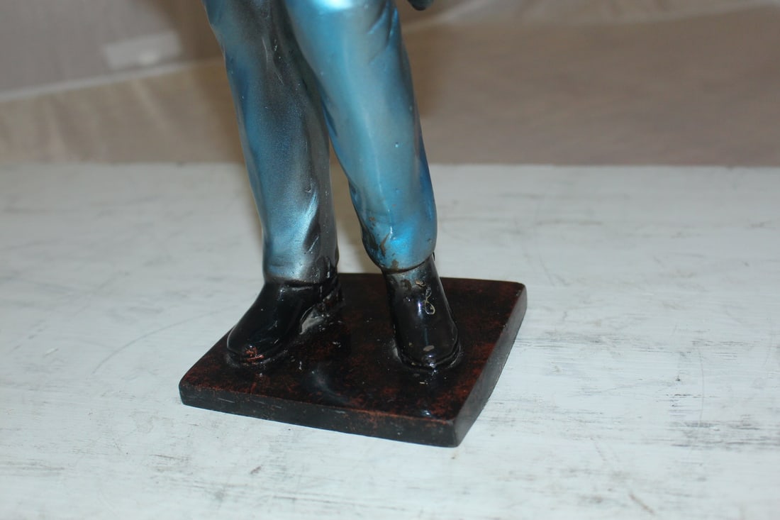 Boy Playing the Flute Bronze Statue - Size: 5"L x 10"W x 19"H. - 9
