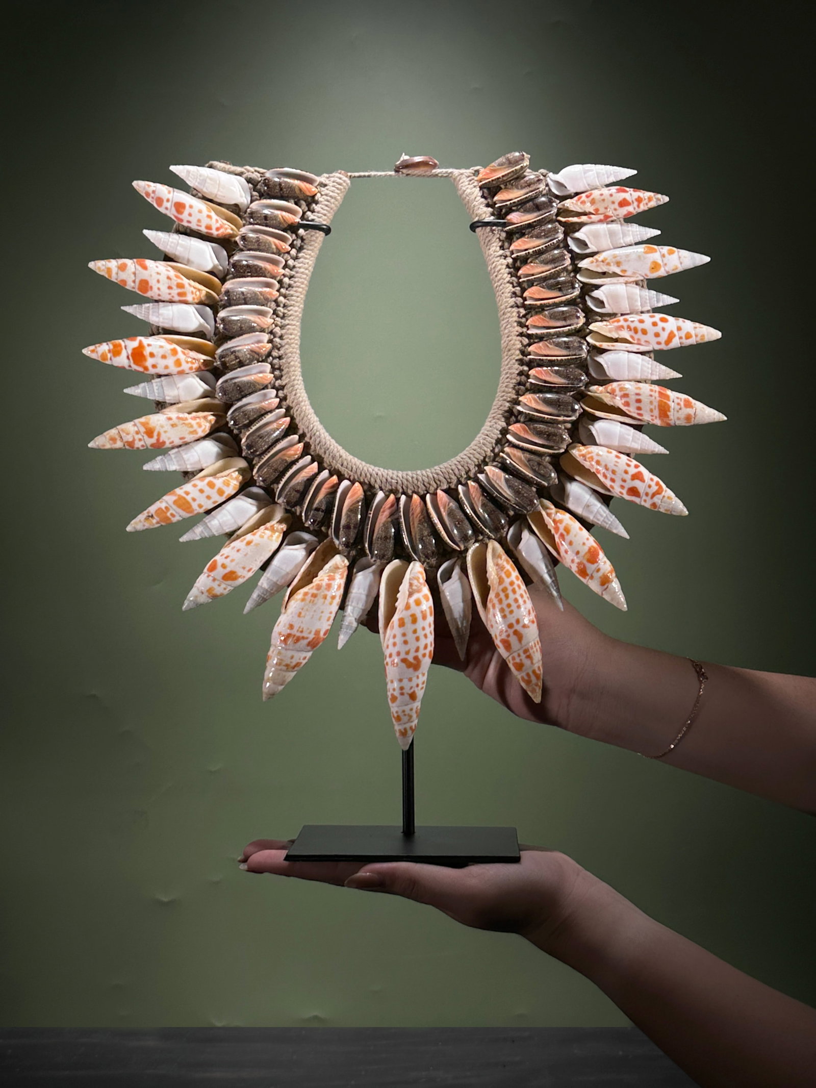 Decorative Papua necklace - Large Burnt Orange Miter Shells (1 of 10)