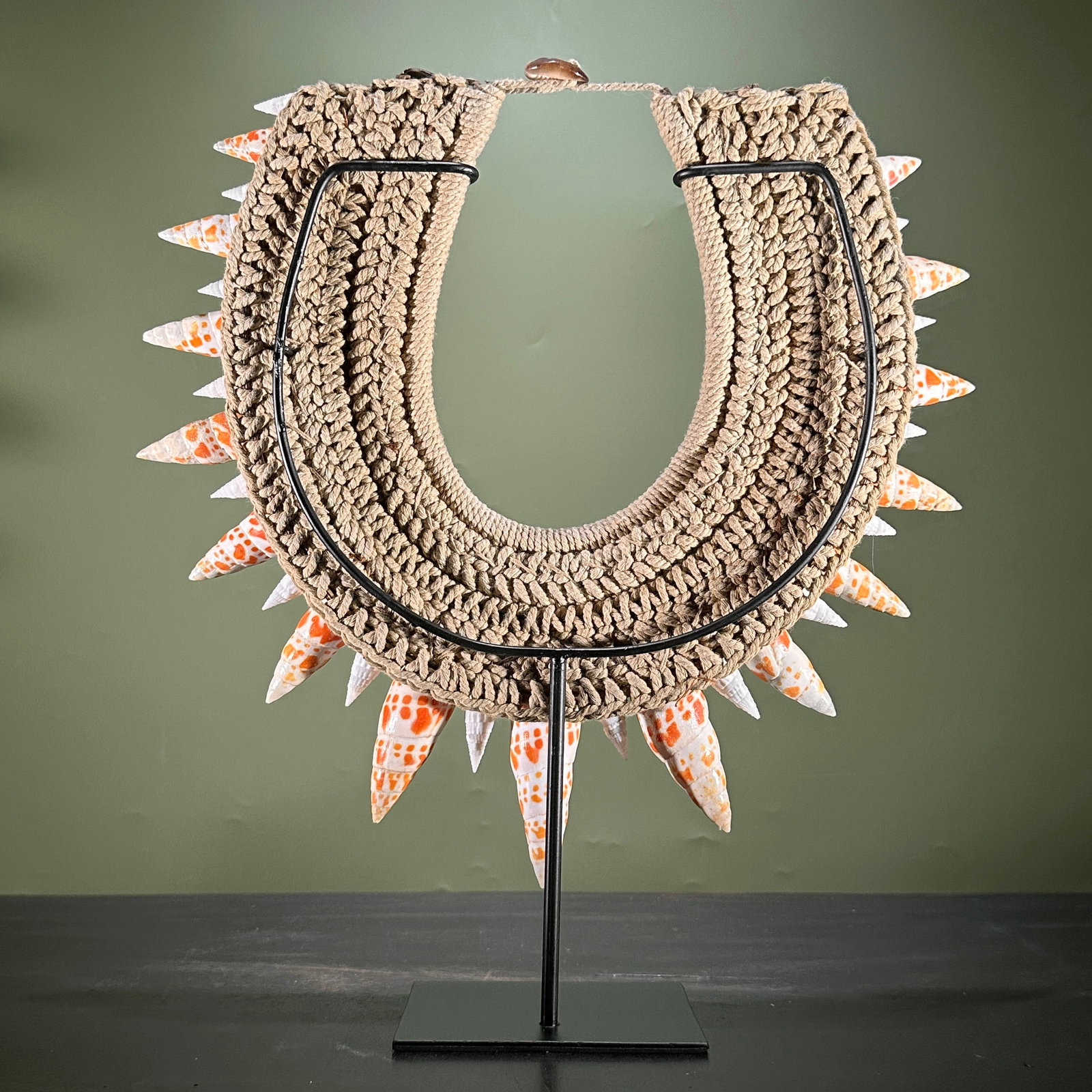 Decorative Papua necklace - Large Burnt Orange Miter Shells - 9