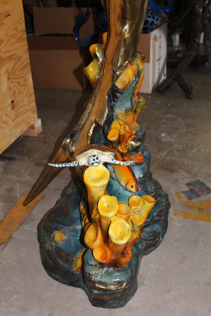 Large Sailfish Bronze Statue - Size: 38"L x 24"W x 67"H. - 9