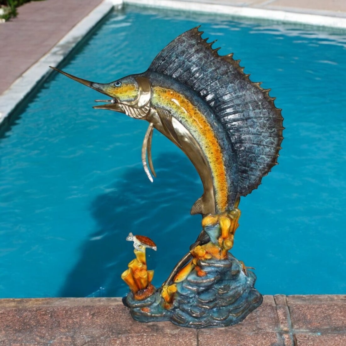 Large Sailfish Bronze Statue - Size: 38"L x 24"W x 67"H. - 2