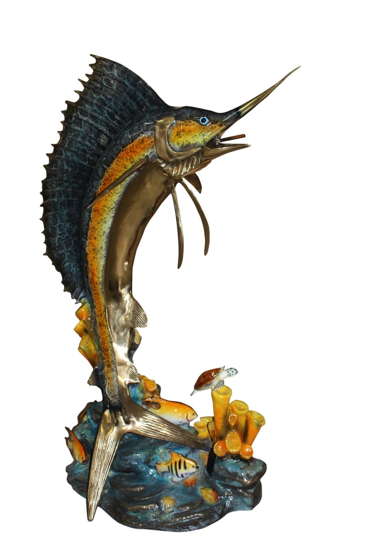 Large Sailfish Bronze Statue - Size: 38"L x 24"W x 67"H. - 4