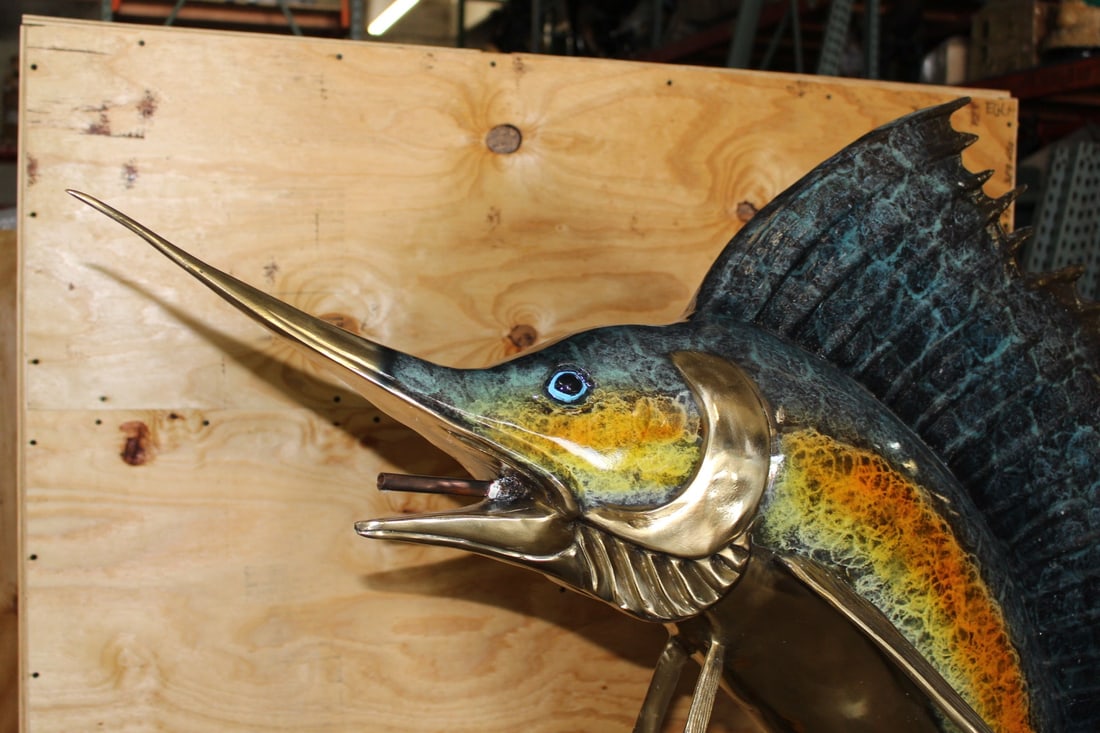 Large Sailfish Bronze Statue - Size: 38"L x 24"W x 67"H. - 6