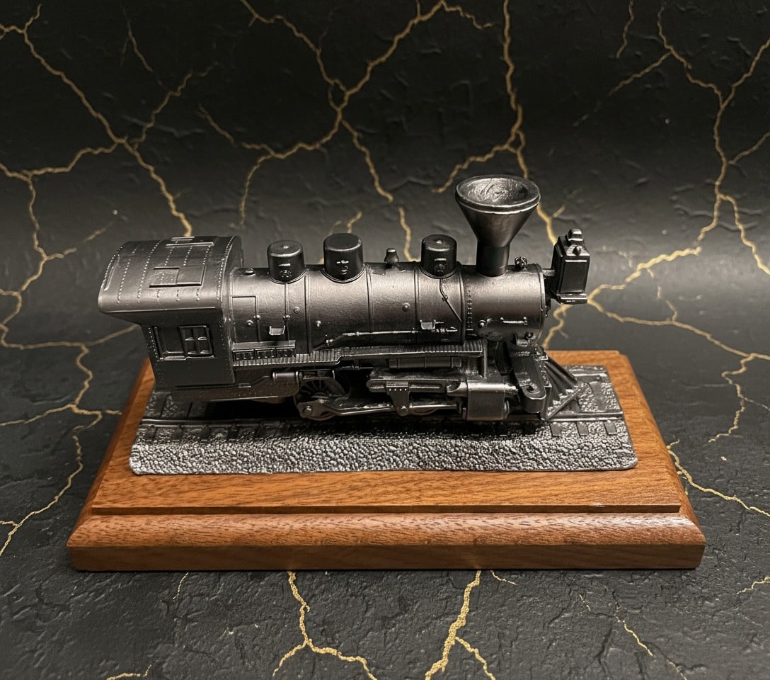 Vintage Pewter Steam Locomotive Model Old Timer 0-4-0 Train Figurine (1 of 8)