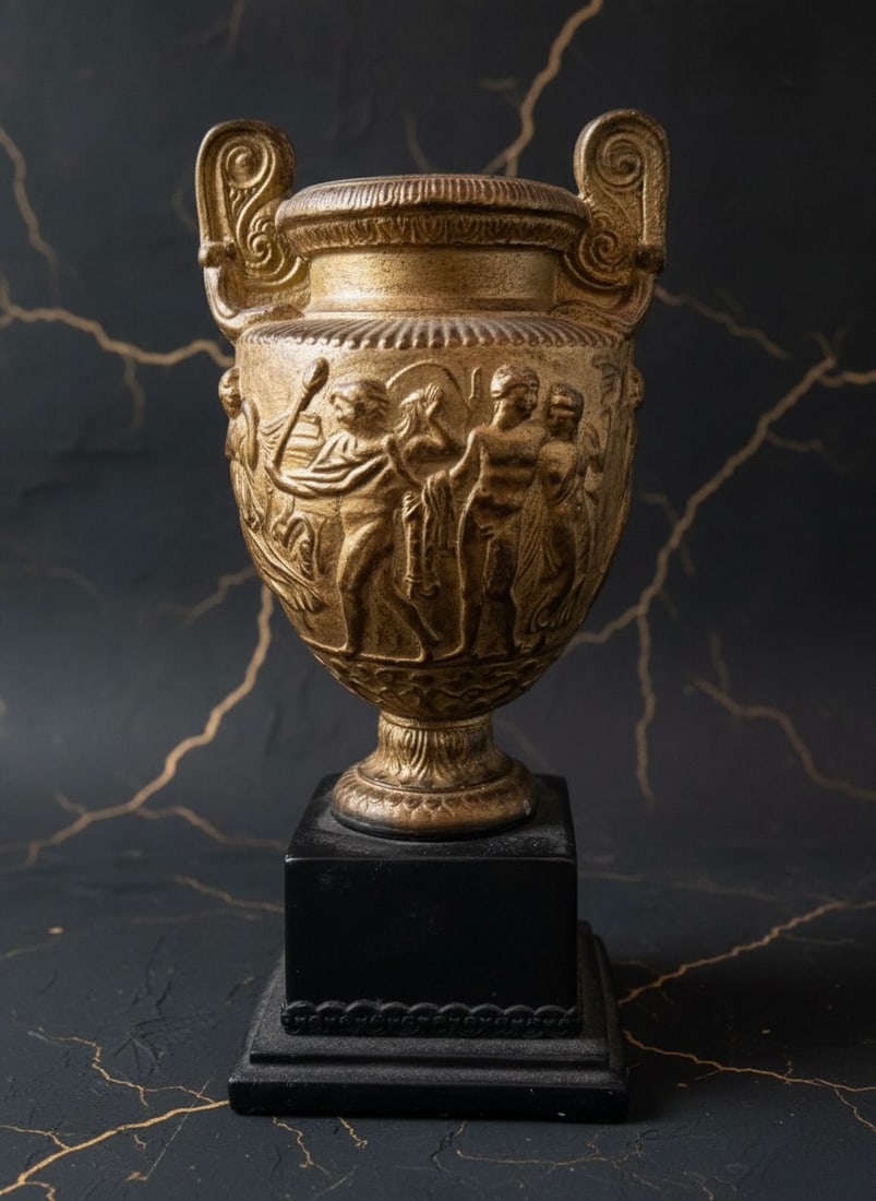 10" Classical Marble Style Pedestal Urn Decorative Vessel Antiquity Decor (1 of 8)