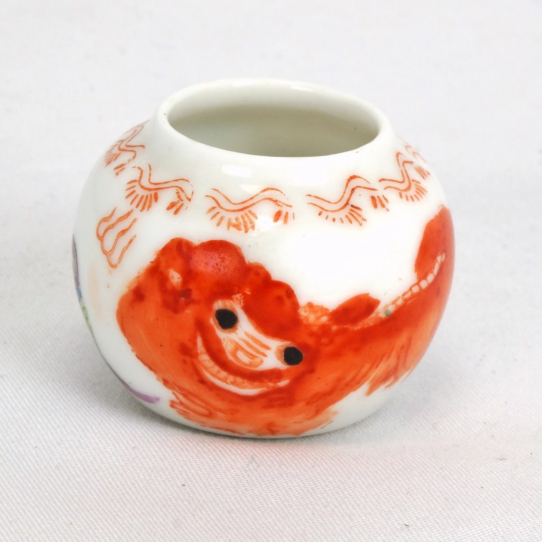 Pair Chinese Porcelain Cage Bird Feeders - 6