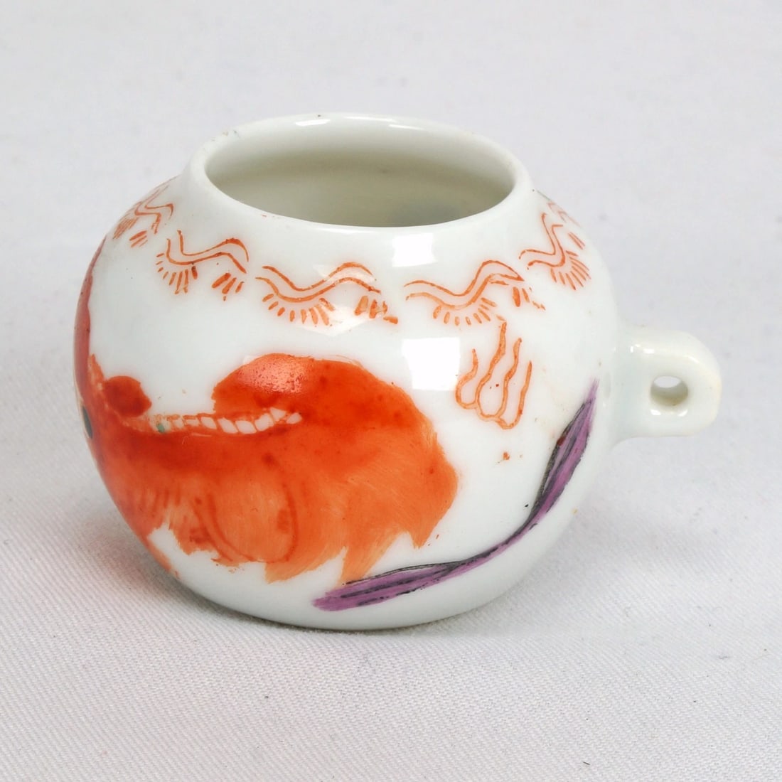 Pair Chinese Porcelain Cage Bird Feeders - 7