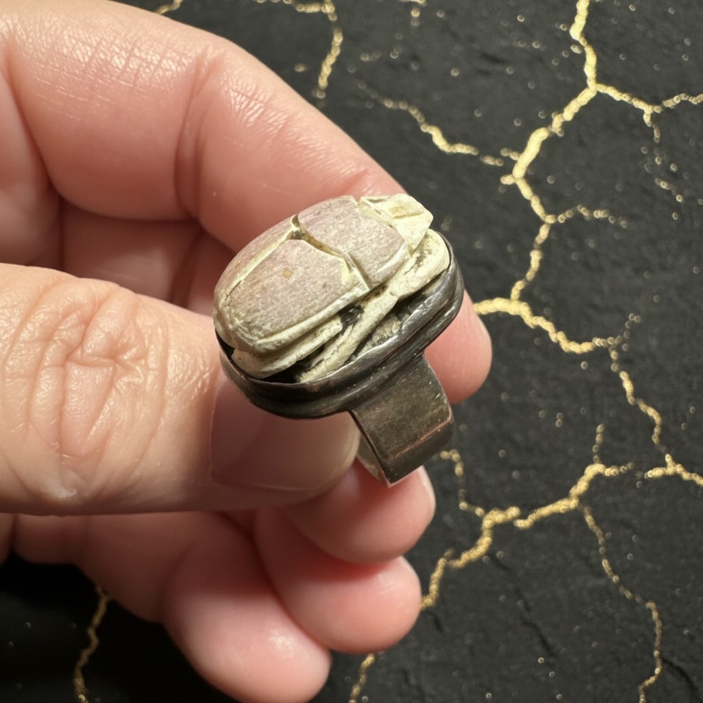 Antique Style Scarab Beetle Ring Egyptian Revival Statement Jewelry Gift - 4