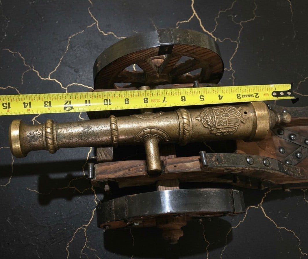 Antique Large Spanish Style Copper Artillery Field Cannon Decor Piece - 10