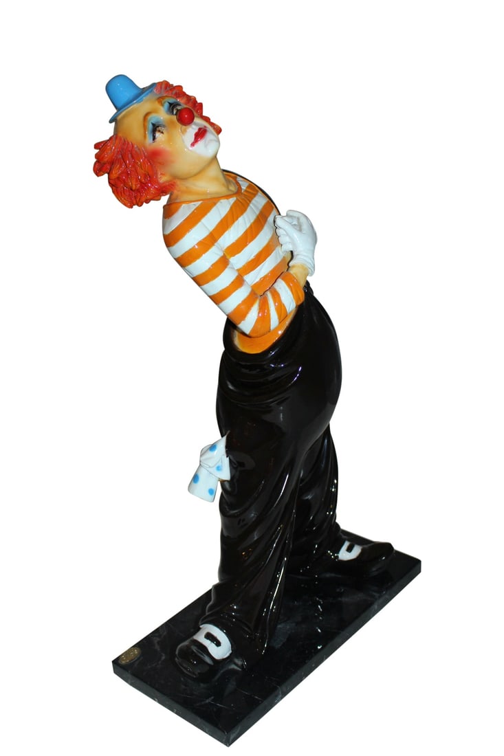Clown - small Bronze Statue - Size: 12"L x 6"W x 23"H. - 2