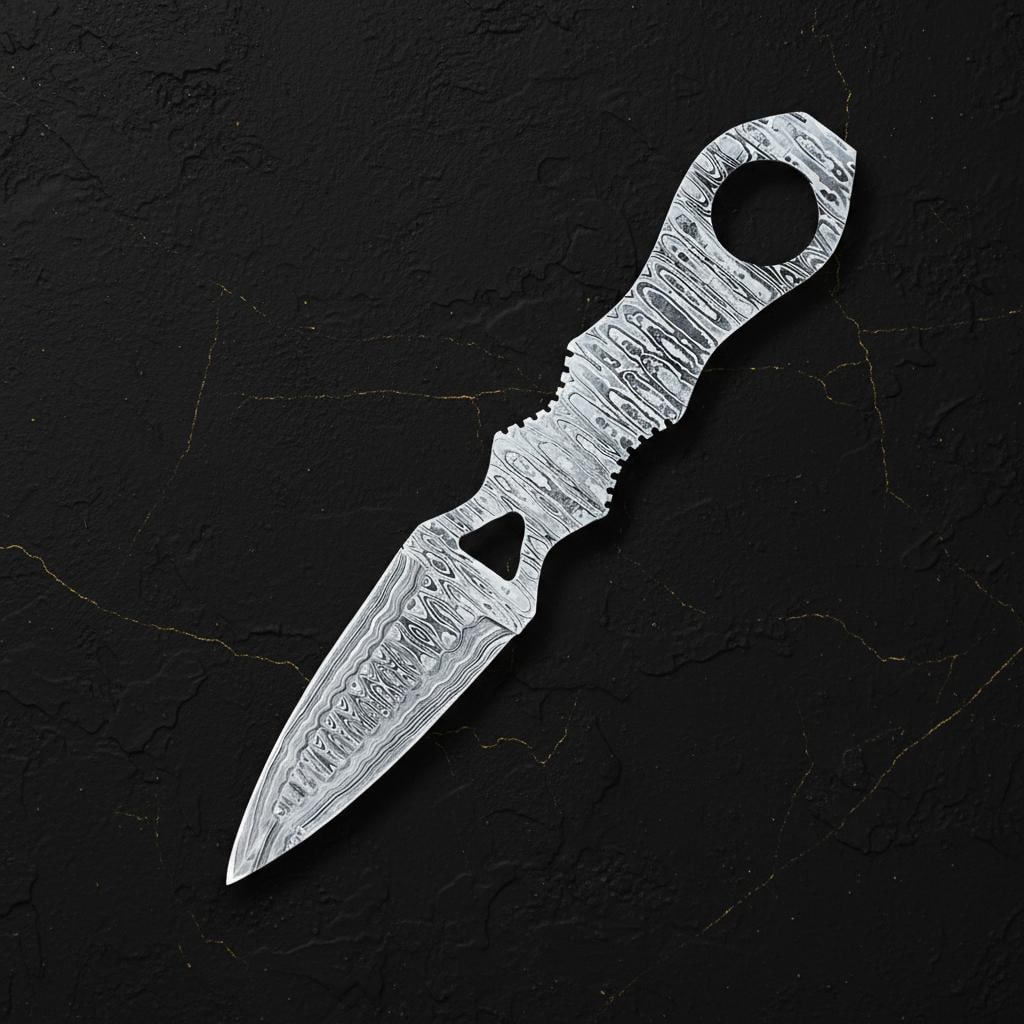 Handmade 10-inch Damascus Steel Throwing Knife Set 3pc Full Tang Tactical Blades - 2