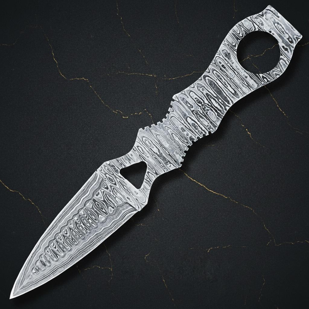 Handmade 10-inch Damascus Steel Throwing Knife Set 3pc Full Tang Tactical Blades - 4