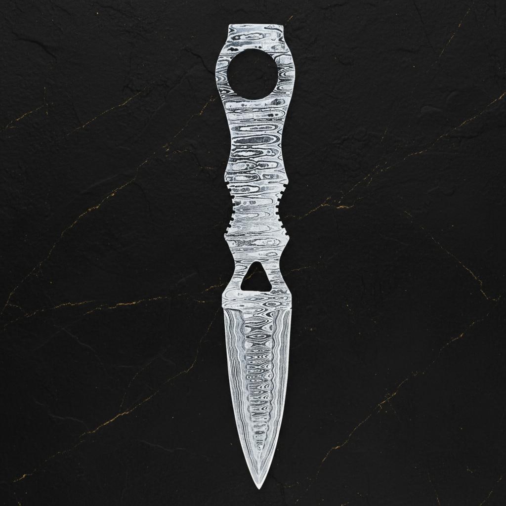 Handmade 10-inch Damascus Steel Throwing Knife Set 3pc Full Tang Tactical Blades - 7