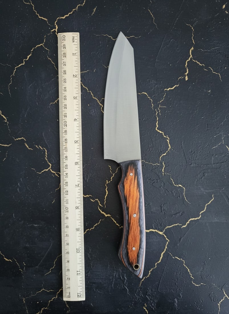5pc Hand-Forged D2 Steel Chef Knife Set Hammered Finish With Leather Roll - 11