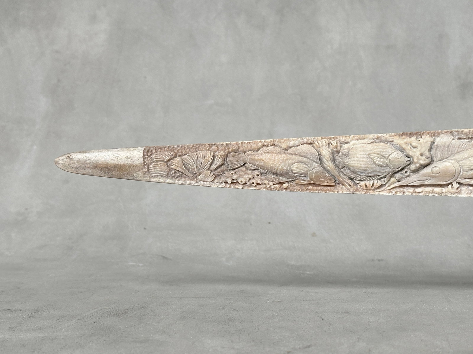 Beautiful engraved Swordfish rostrum - Marine motif - 6