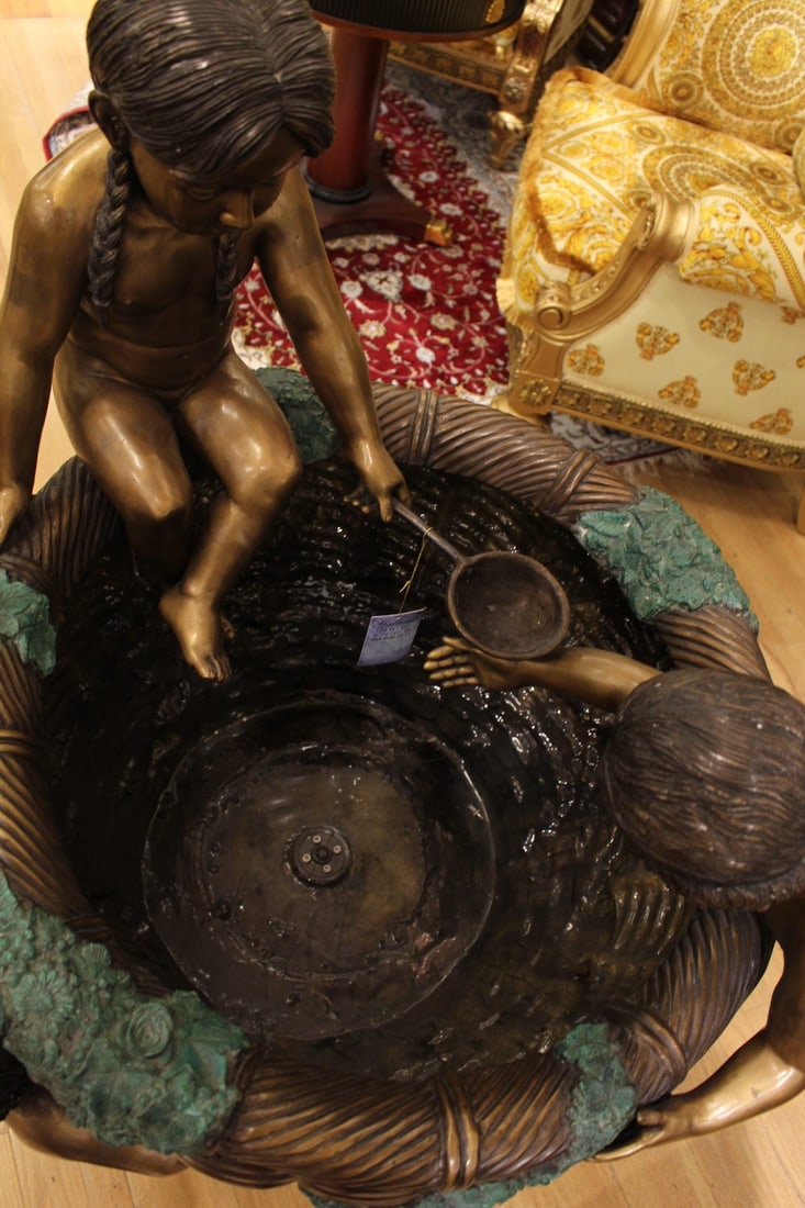 Kids Playing in Fountain Bronze Statue - Size: 38"L x 32"W x 45"H. - 6
