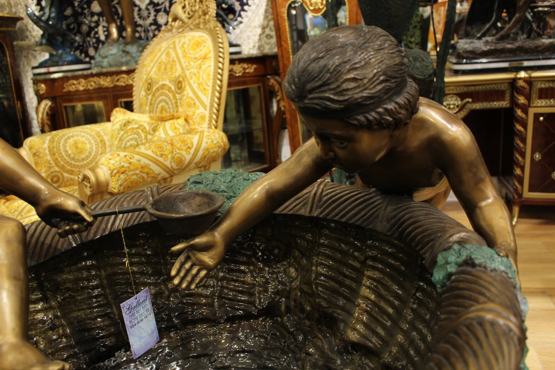 Kids Playing in Fountain Bronze Statue - Size: 38"L x 32"W x 45"H. - 7