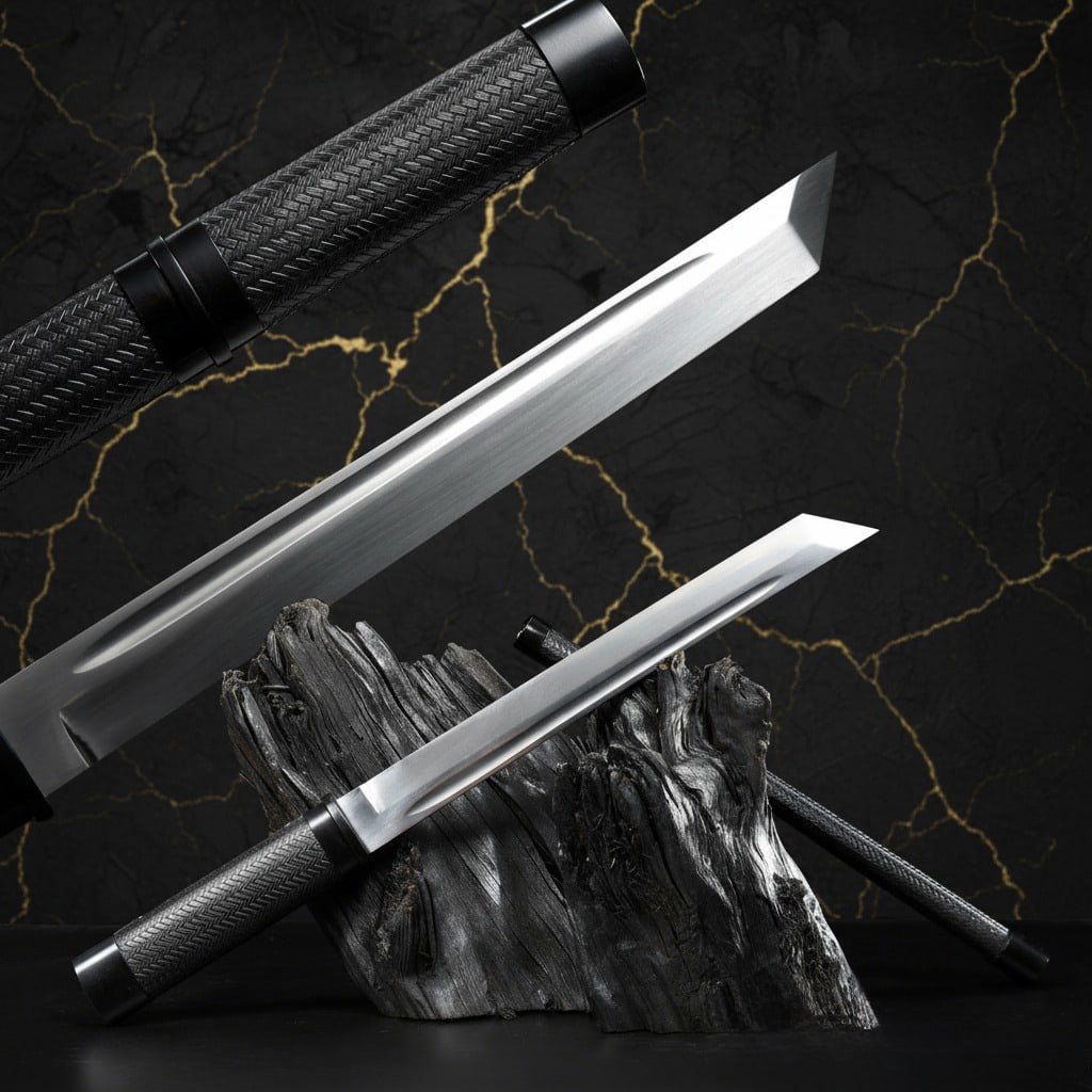 18" Tactical Japanese Tanto Blade 9260 Steel Sharp Samurai Self-Defense Sword - 9