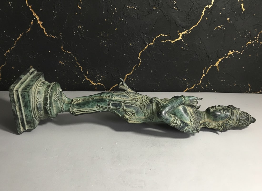 Antique Javanese Bronze Bodhisattva Statue 20th Century Asian Art Figure - 8