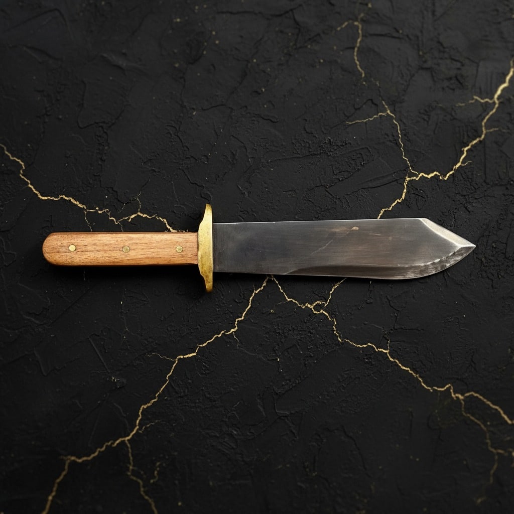 Vintage Style Gold Prospector Bowie Knife Acid Etched Steel Fixed Blade - 8