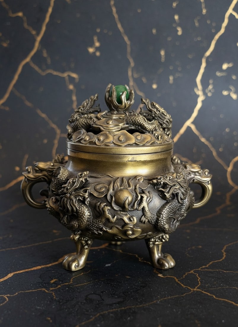 Heavy Vintage Style Chinese Bronze Figurine 7.5 Inch Desk Statue: Title:Heavy Vintage Style Chinese Bronze Figurine 7.5 Inch Desk Statue Description:This is a solid and well-crafted decorative piece, perfect for display or collection. It features a compact yet sturd