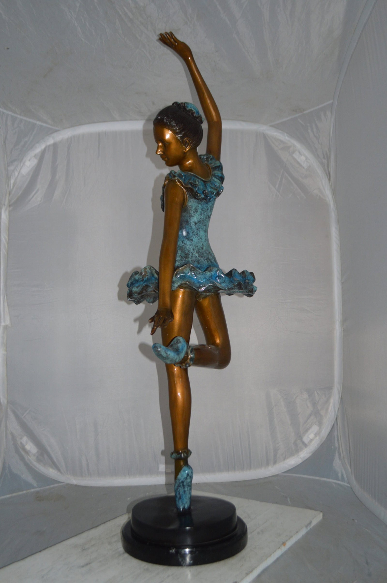 Ballerina Lifting Her Leg Bronze Statue - Size: 20"L x 13"W x 55"H. - 9