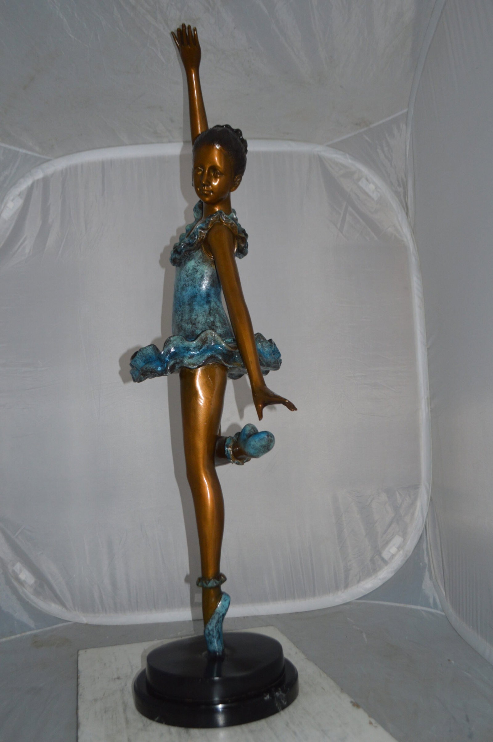 Ballerina Lifting Her Leg Bronze Statue - Size: 20"L x 13"W x 55"H. - 10