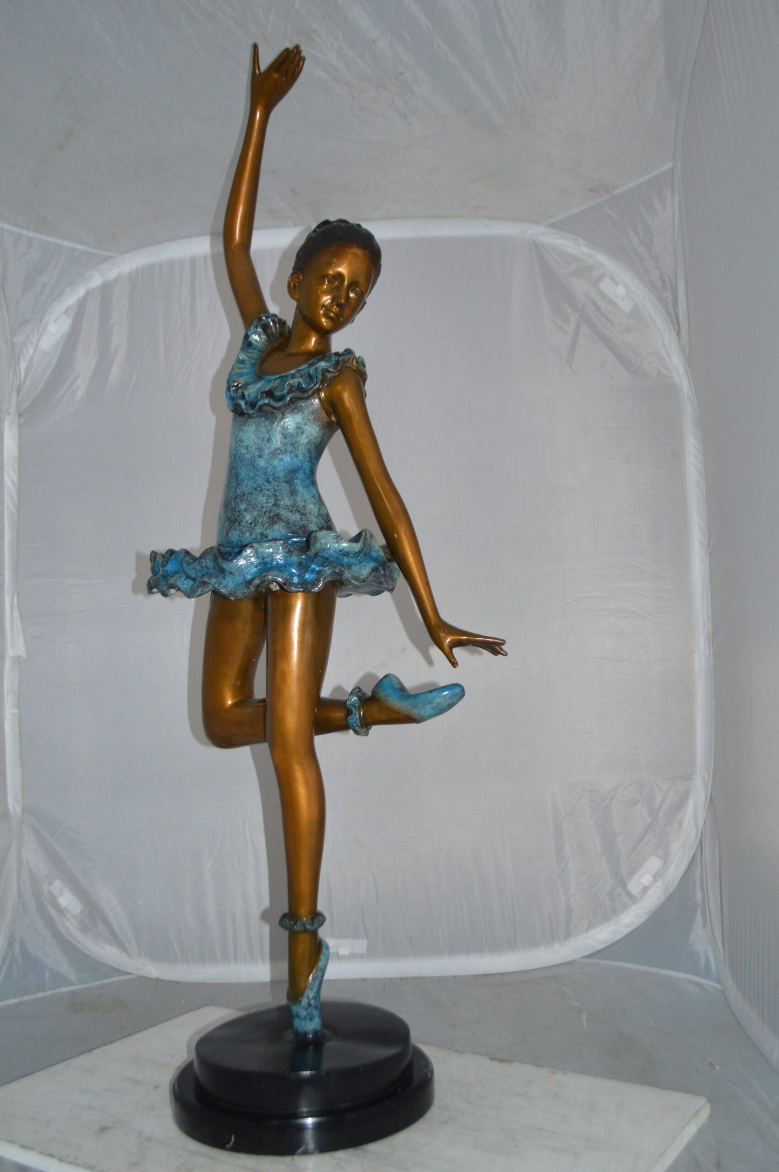 Ballerina Lifting Her Leg Bronze Statue - Size: 20"L x 13"W x 55"H. - 11
