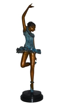 Ballerina Lifting Her Leg Bronze Statue - Size: 20"L x 13"W x 55"H. - 2
