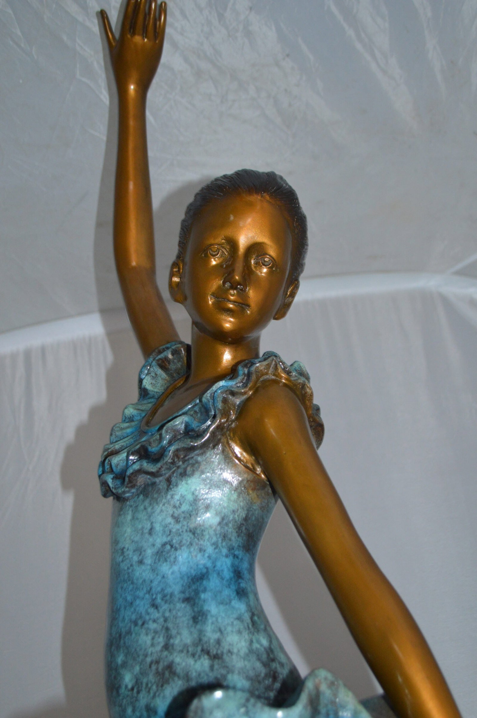 Ballerina Lifting Her Leg Bronze Statue - Size: 20"L x 13"W x 55"H. - 4