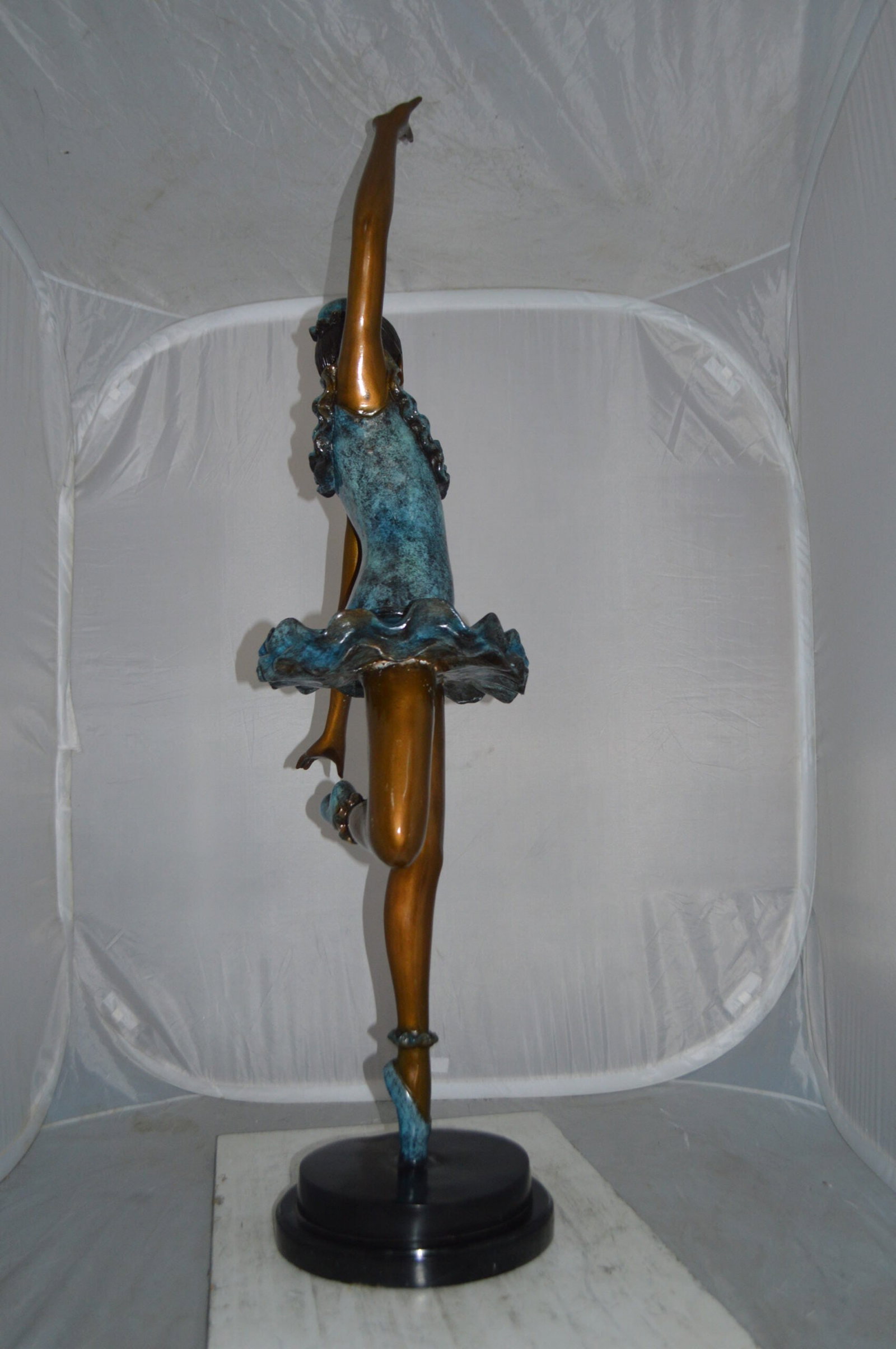 Ballerina Lifting Her Leg Bronze Statue - Size: 20"L x 13"W x 55"H. - 6