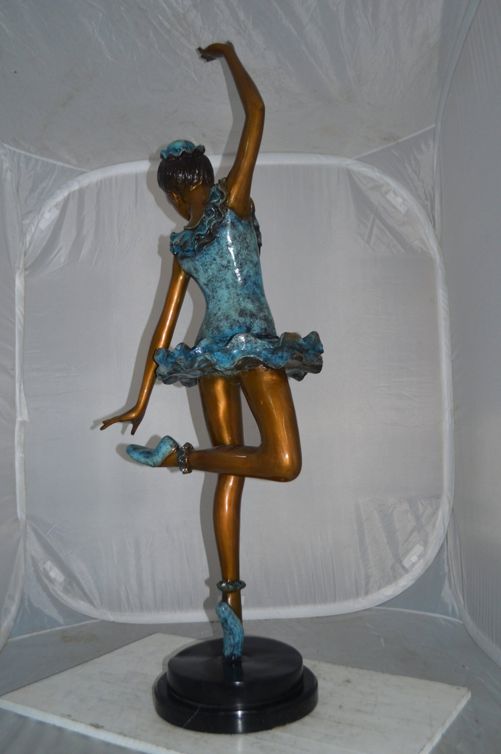 Ballerina Lifting Her Leg Bronze Statue - Size: 20"L x 13"W x 55"H. - 7