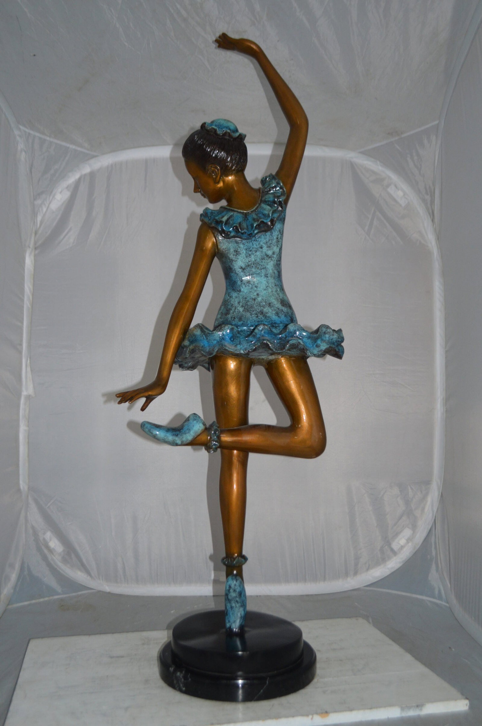 Ballerina Lifting Her Leg Bronze Statue - Size: 20"L x 13"W x 55"H. - 8