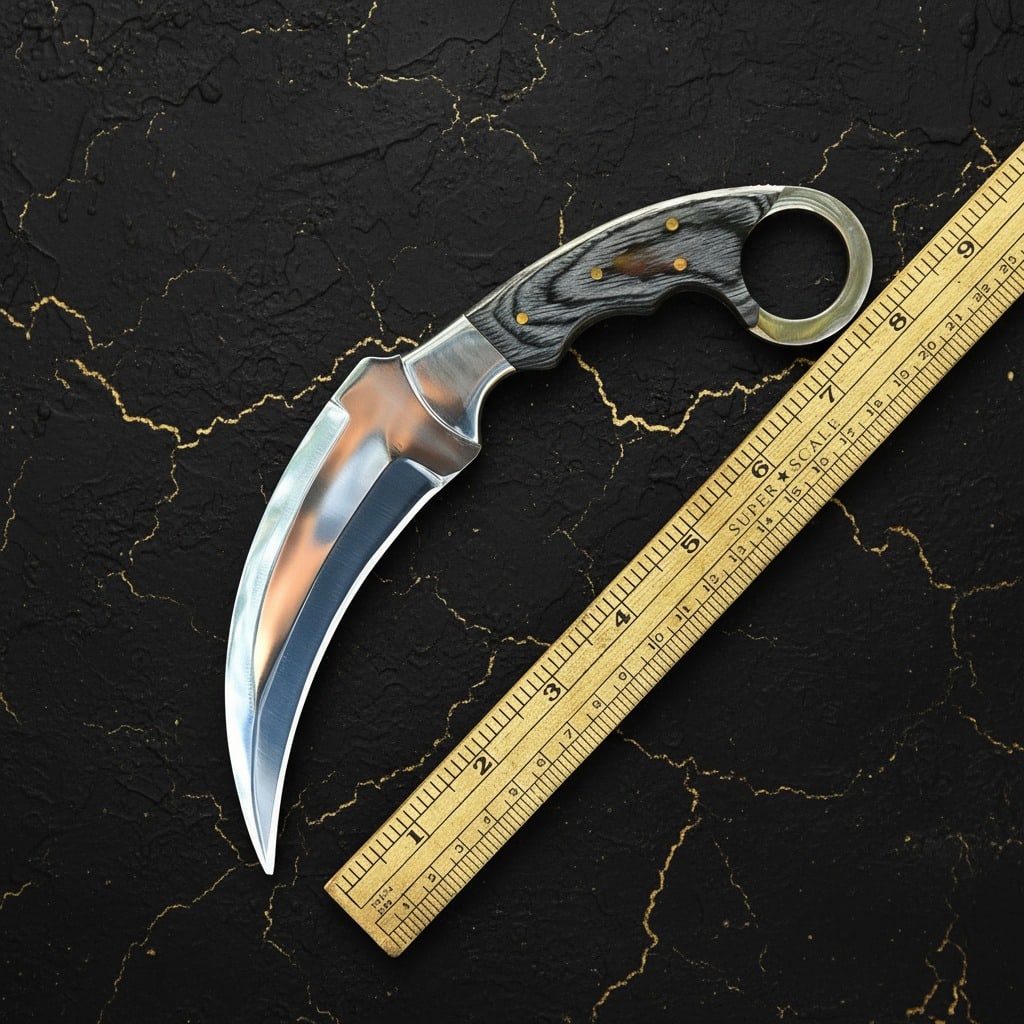 Custom Handcrafted Tactical Karambit Claw Knife with Leather Belt Sheath - 5