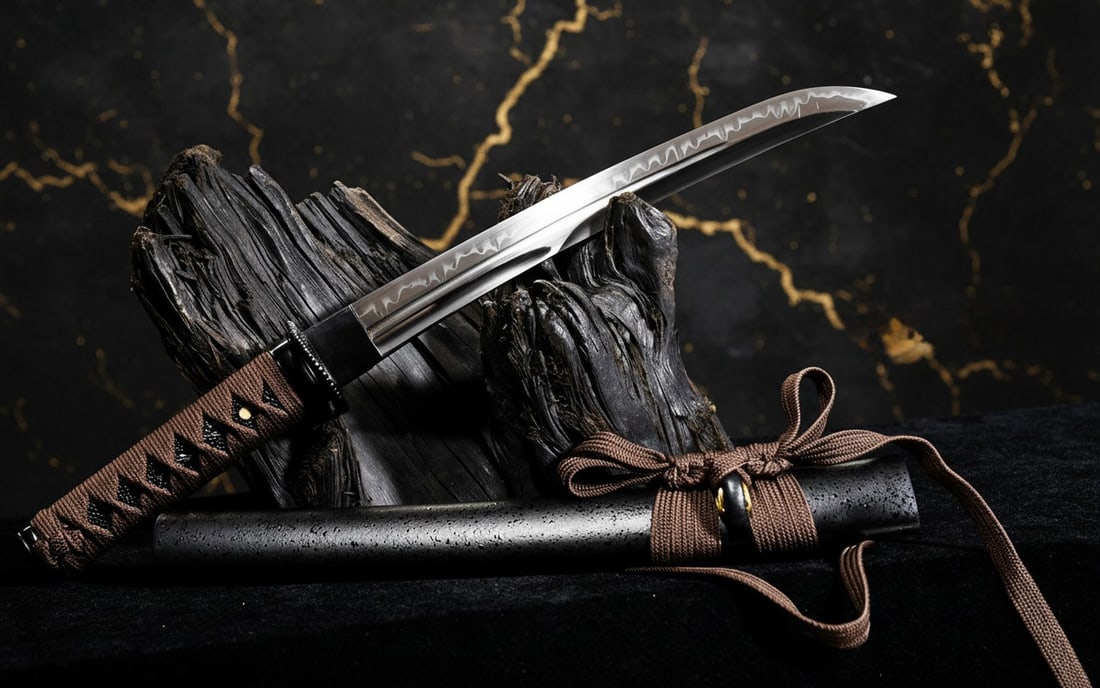 20" Hand Forged T10 Steel Tanto Sharp Japanese Samurai Mini Short Sword - 10