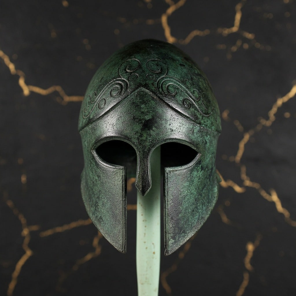 Ancient Greek Corinthian Bronze Helmet Spartan Style Warrior Headgear - 3