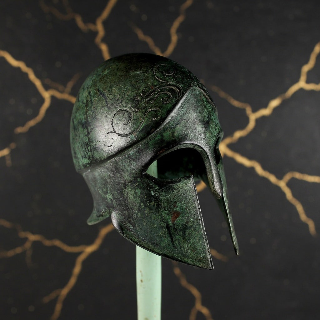Ancient Greek Corinthian Bronze Helmet Spartan Style Warrior Headgear - 4