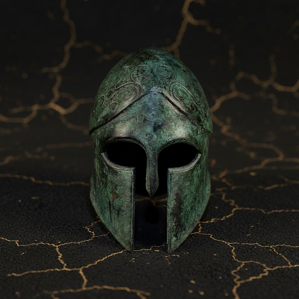Ancient Greek Corinthian Bronze Helmet Spartan Style Warrior Headgear - 5
