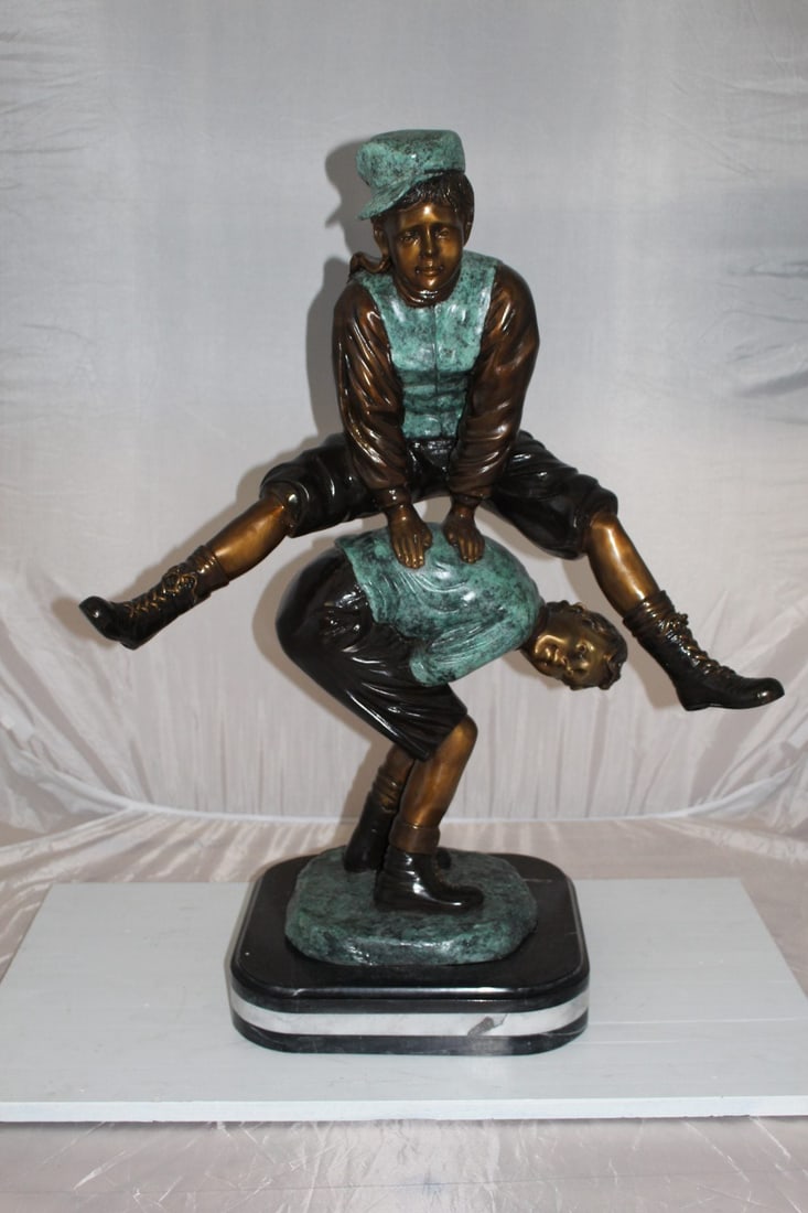 Leapfrog - large Bronze Statue - Size: 26"L x 14"W x 34"H. - 3