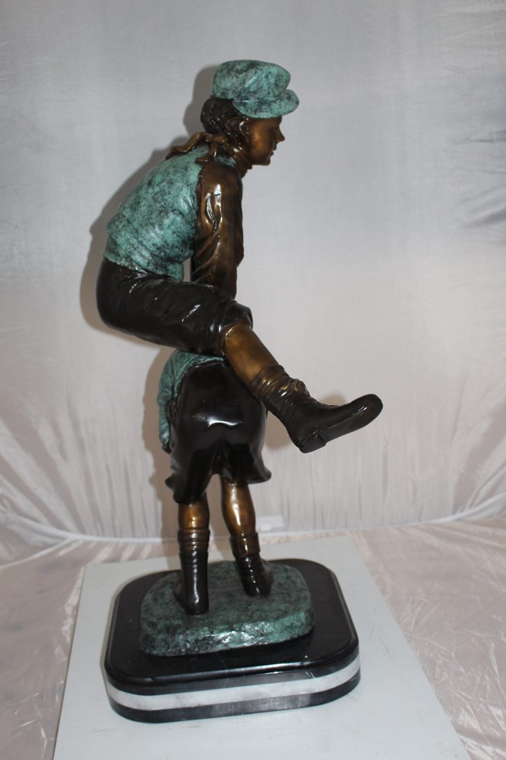 Leapfrog - large Bronze Statue - Size: 26"L x 14"W x 34"H. - 7