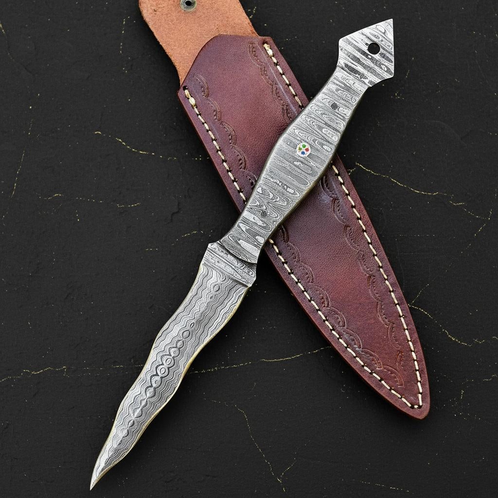 Hand Forged Kris Dagger with 10.5" Twist Pattern Damascus Steel Blade & Sheath (1 of 6)