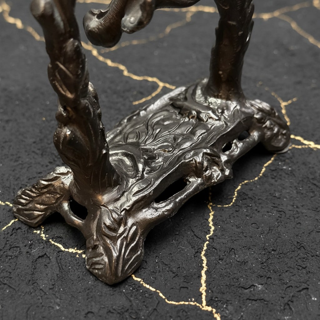 Art Nouveau Bronze Girl On Swing Statue Figurine Vintage Style Sculpture - 5