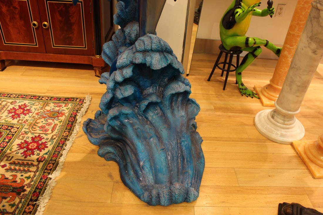 Five Dolphins On Wave Bronze Statue/Fountain - Size: 47"L x 27"W x 84"H. - 5