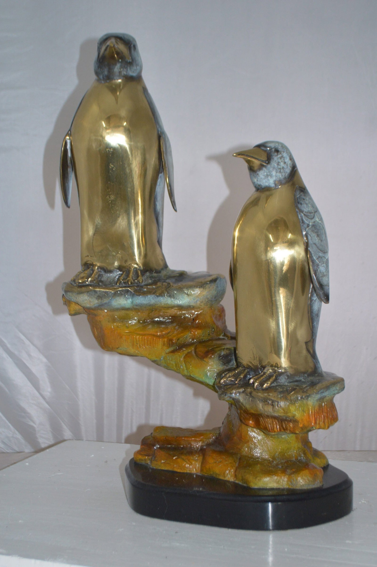 Two Penguins Bronze Statue - Size: 16"L x 10"W x 12"H. - 11