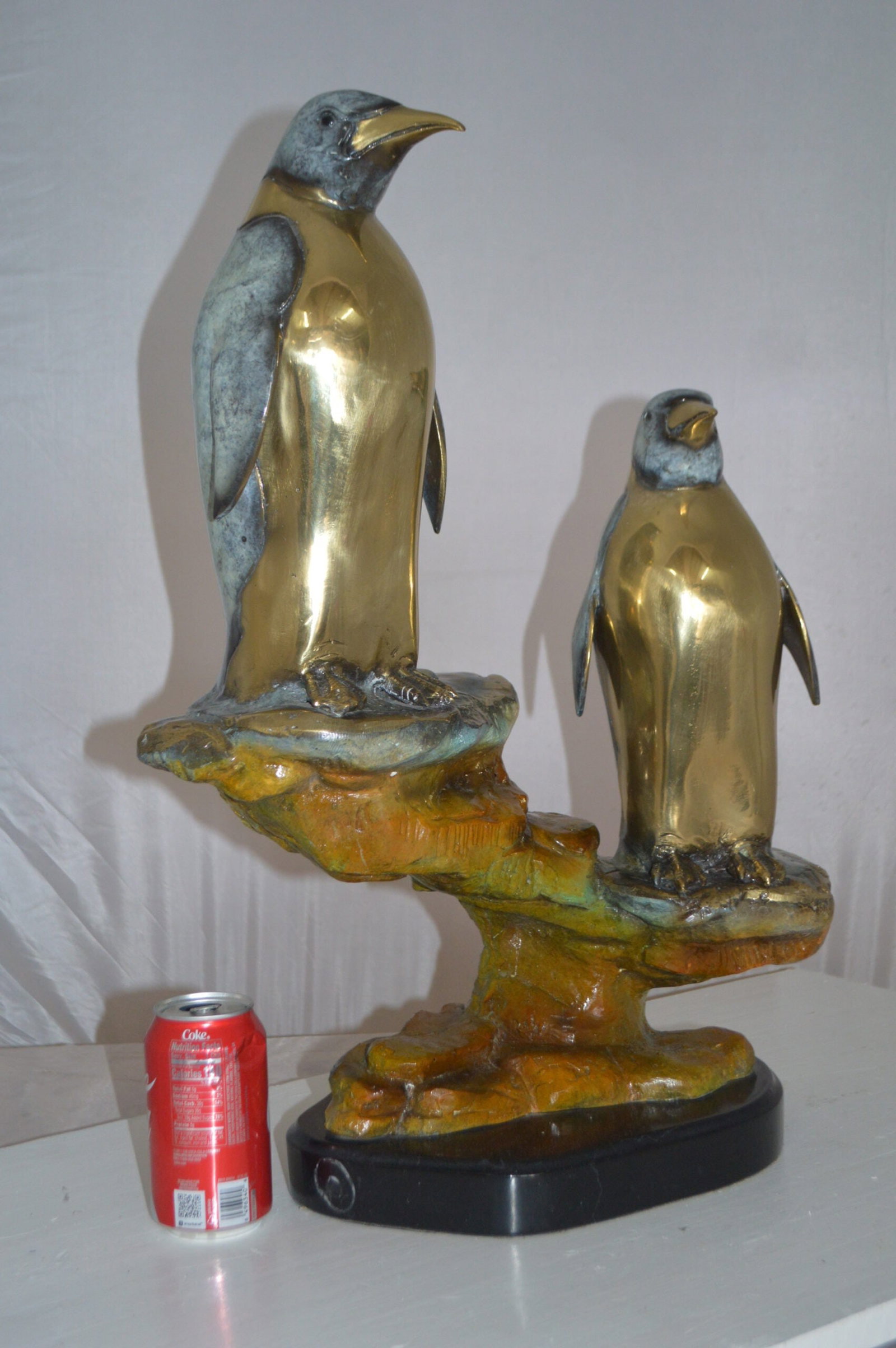 Two Penguins Bronze Statue - Size: 16"L x 10"W x 12"H. - 12