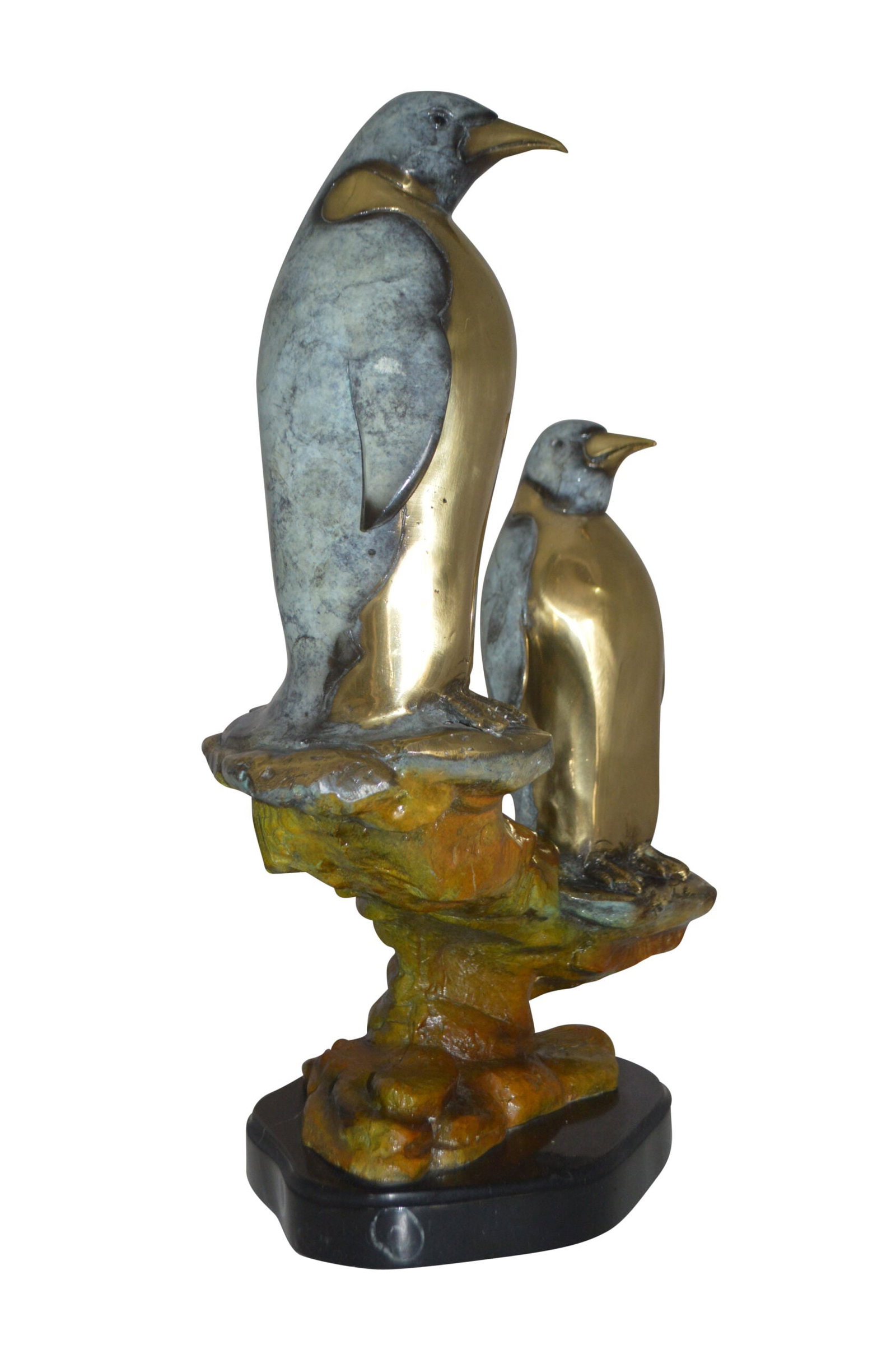 Two Penguins Bronze Statue - Size: 16"L x 10"W x 12"H. - 2