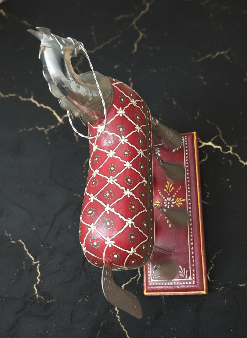 Artisanal Wood & Metal Equine Figurine Ornament for Desk or Shelf Decor - 3